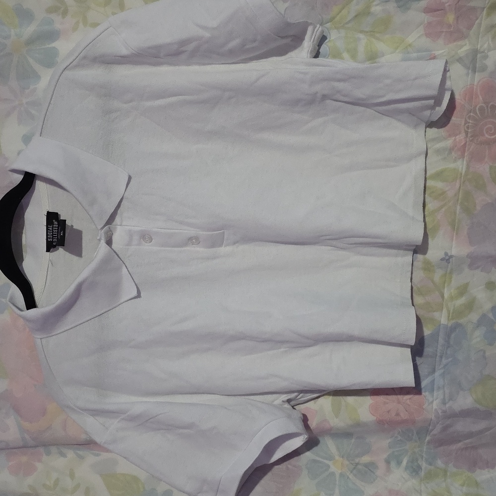 Social Collision White Crop Top Polo Shirt